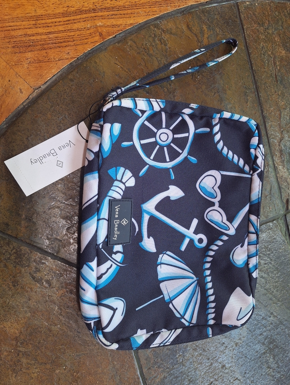 Vera Bradley Navy Blue Wipes Nautical Wristlet